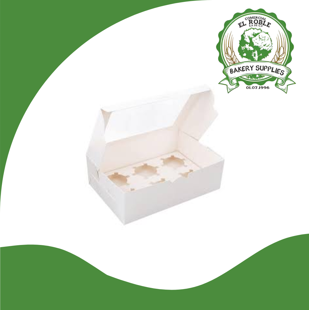 EL ROBLE CAJA BLANCA PLEGADIZA PARA CUPCAKE 16X8X8 CM 1/1 UNI