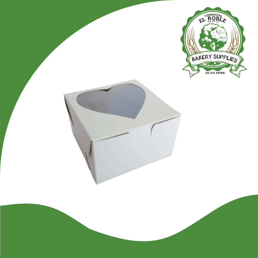 EL ROBLE CAJA BLANCA PLEGADIZA CON VENTANA CORAZON  8X8X4 1/1 UNI