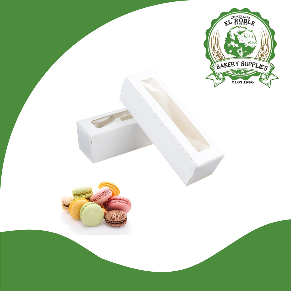 EL ROBLE CAJA BLANCA PLEGADIZA PARA MACARRON 4.5X4.5X2 3/1