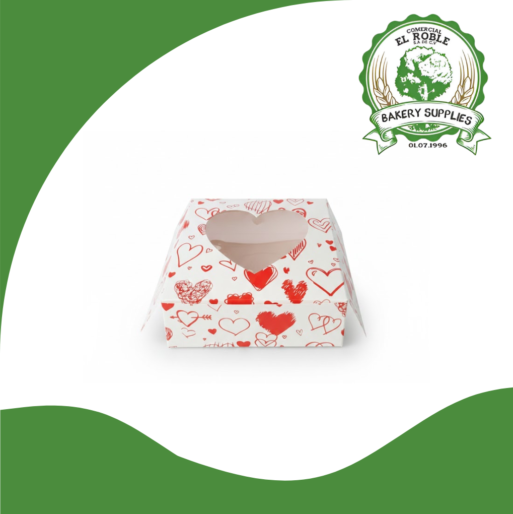 EL ROBLE CAJA BLANCA PLEGADIZA CORAZON ROJO CON VENTANA CORAZON 6X6X2 1/1 UNI