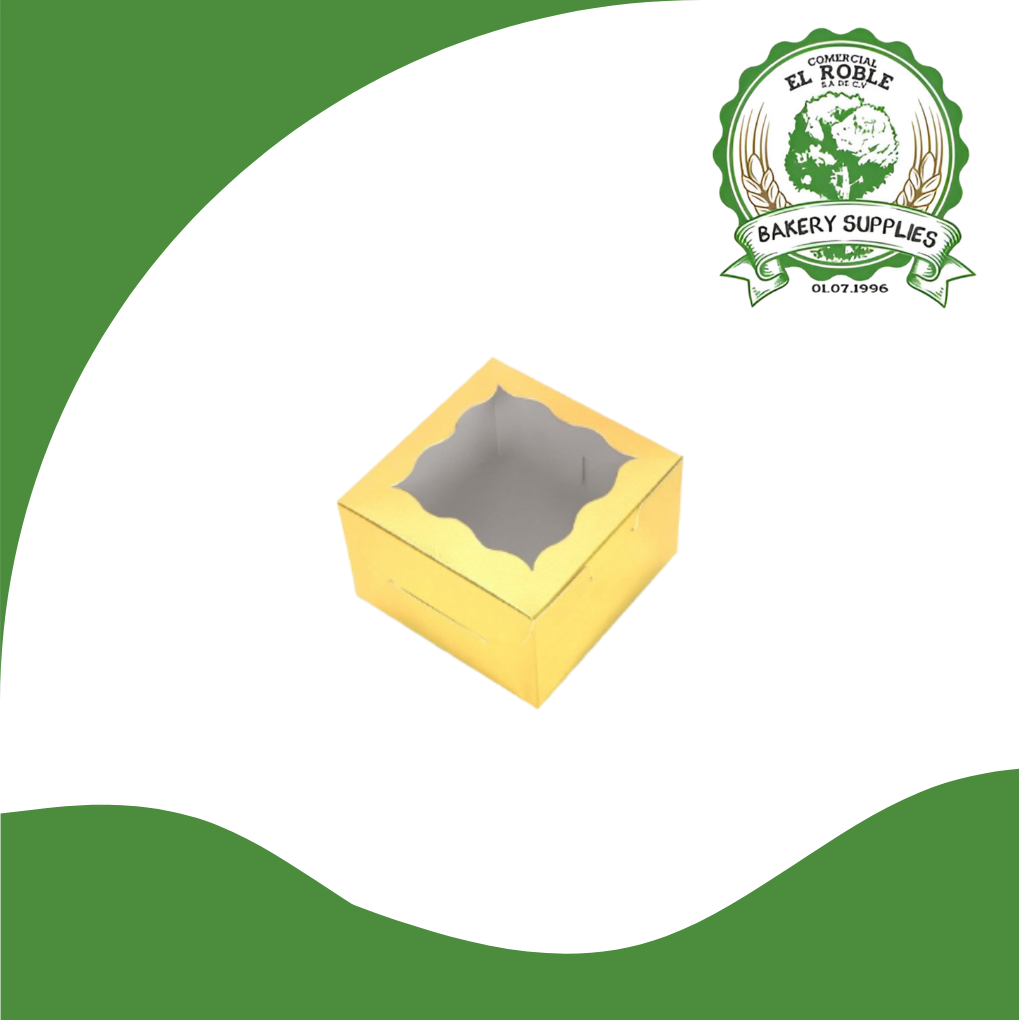 PASTELOSO CAJA GOF DORADA P/MUFFIN C/VENTANA 95914 1 CUP 1/1 UNI
