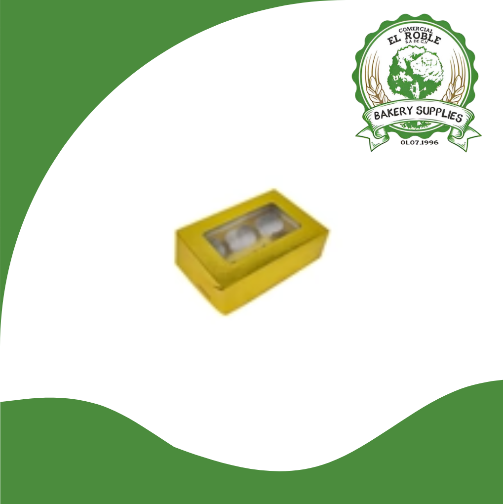 [103251] PASTELOSO CAJA GOF DORADA PARA MUFFIN CON VENTANA 95921 2CUP 1/1 UNI