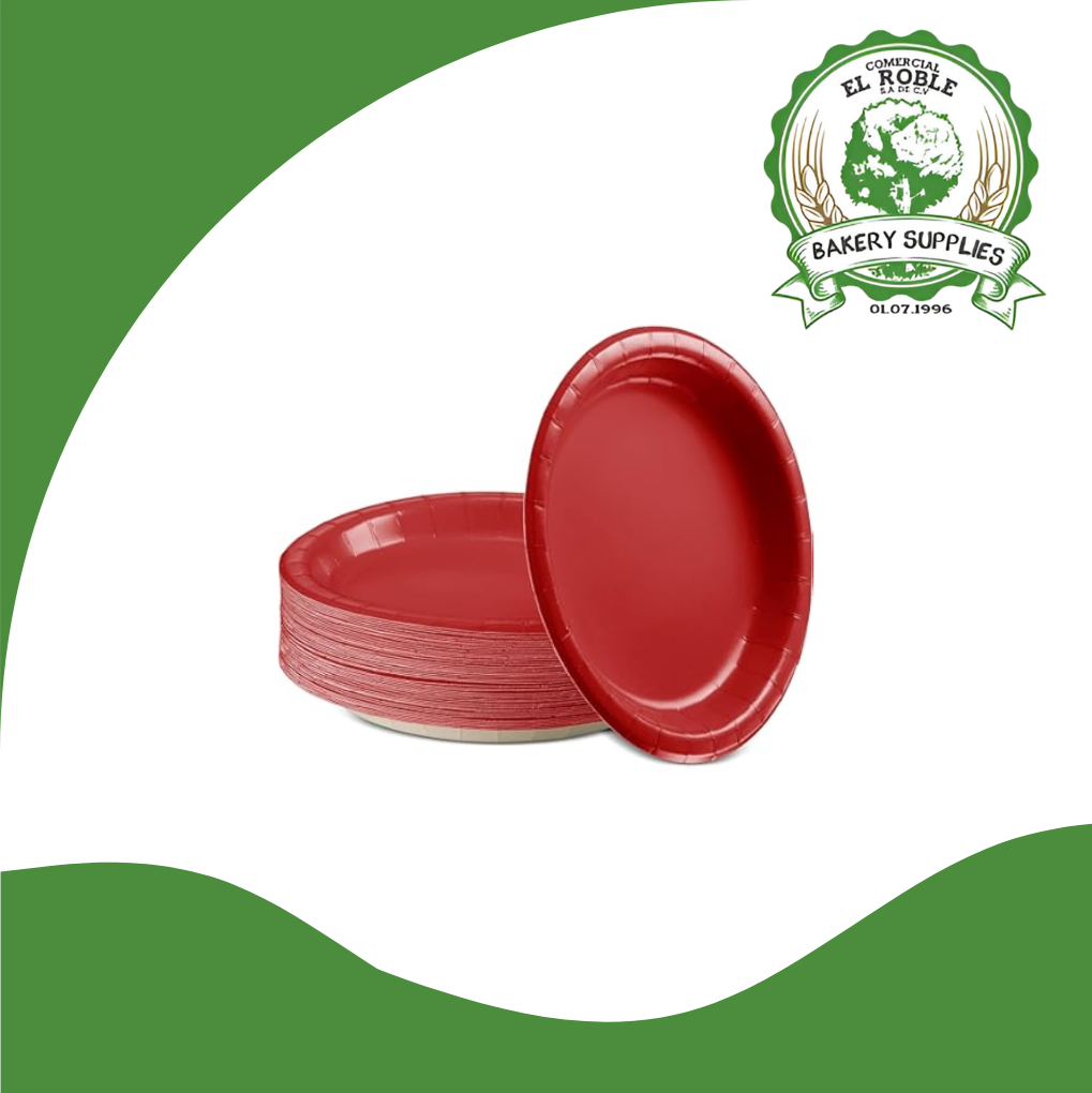 [103402] DESCOESA PLATO DE PAPEL ROJO 7 PULG 50/24 UNI