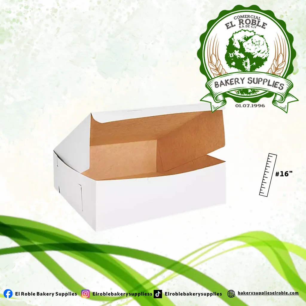 CAJA PARA PASTEL BLANCA #16  1/1 UNI