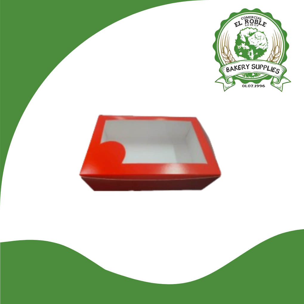 [102020] EL ROBLE CAJA ROJA PLEGADIZA CON VENTANA  9X6X3 1/1 UNI